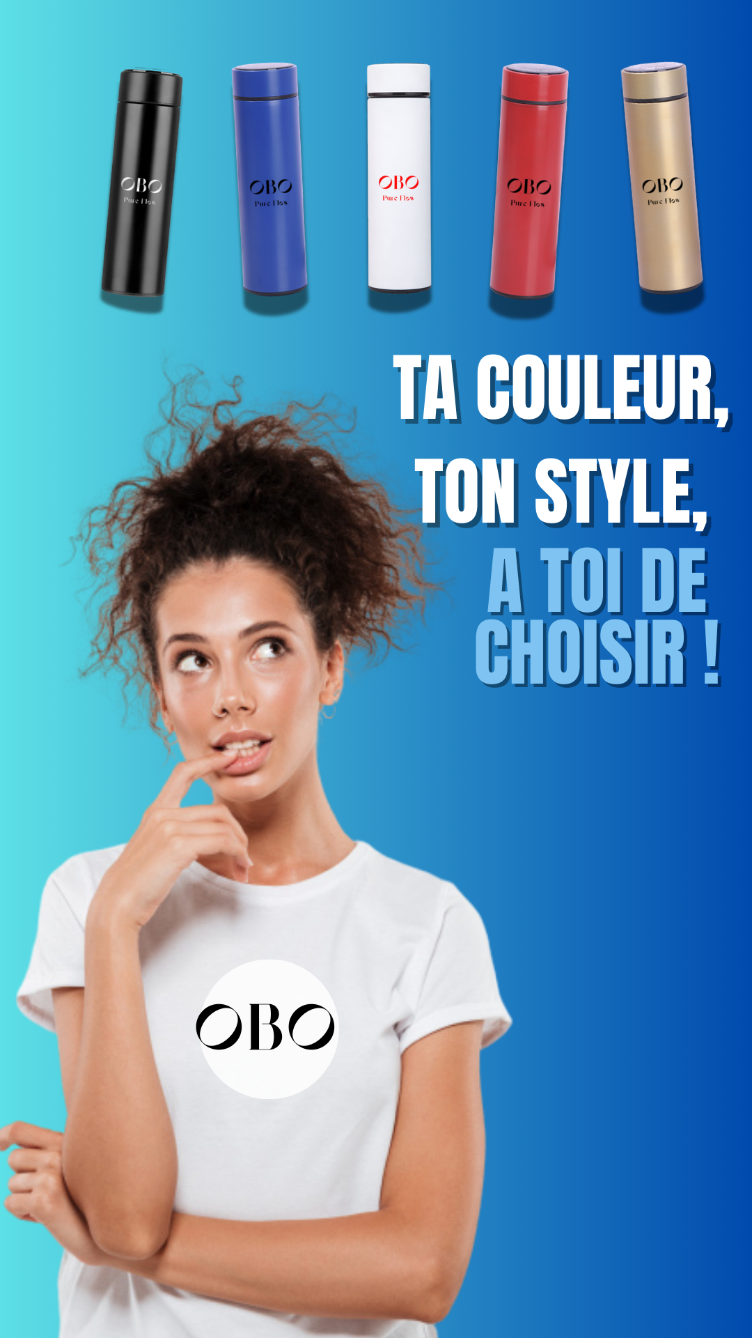 Bouteille Isotherme OBO avec Filtre Infusion & TempĂ©rature LED â Garde ThĂ©/Boissons 12h/24h